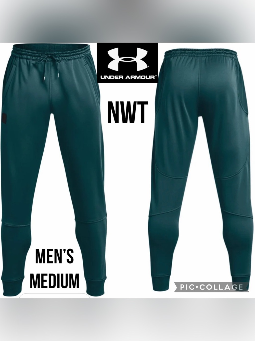 NWT Under Armour Mens Joggers AF Fleece Storm Pants Teal 31” Inseam Loose Fit M